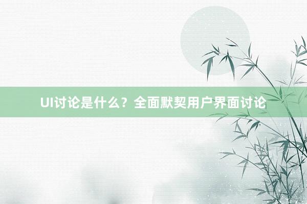 UI讨论是什么？全面默契用户界面讨论